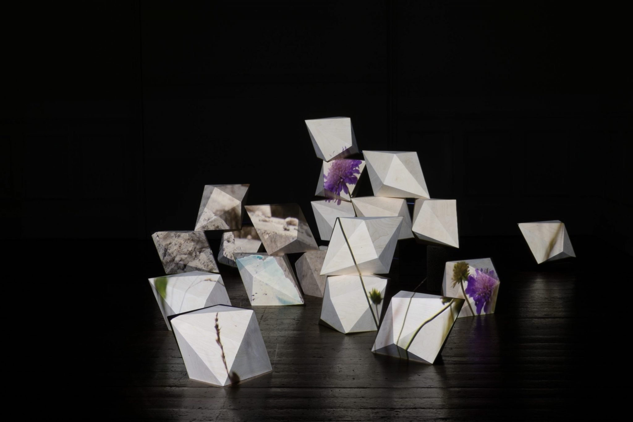 A Temporary Iteration Wooden Structure, Projection Mapped Video and Soundscape. Dimensions Variable. Installation View, SIRIUS, 2022. Photo Credit: Brian Mac Domhnaill
