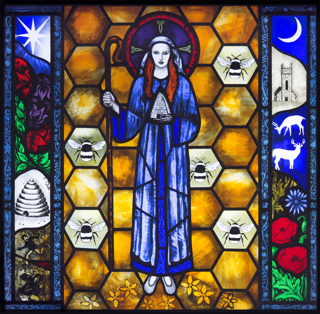 St. Gobnait. Stained Glass Panel 