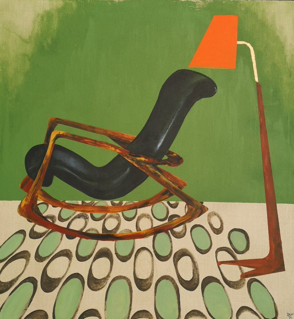Green lamp(lrg). Acrylic on linen. 100 x 100cm. 2021